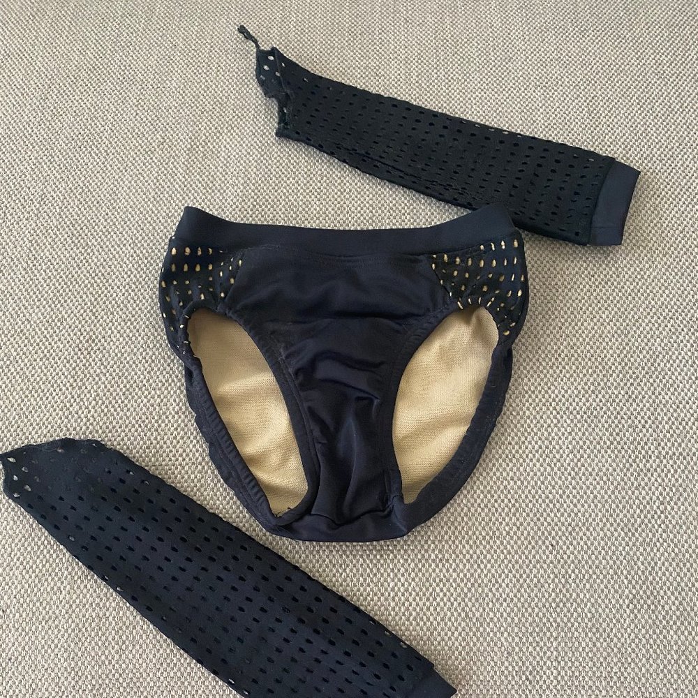 Dancewear SET, Second Skin Costumes, Dance Briefs & Fishnet Gloves